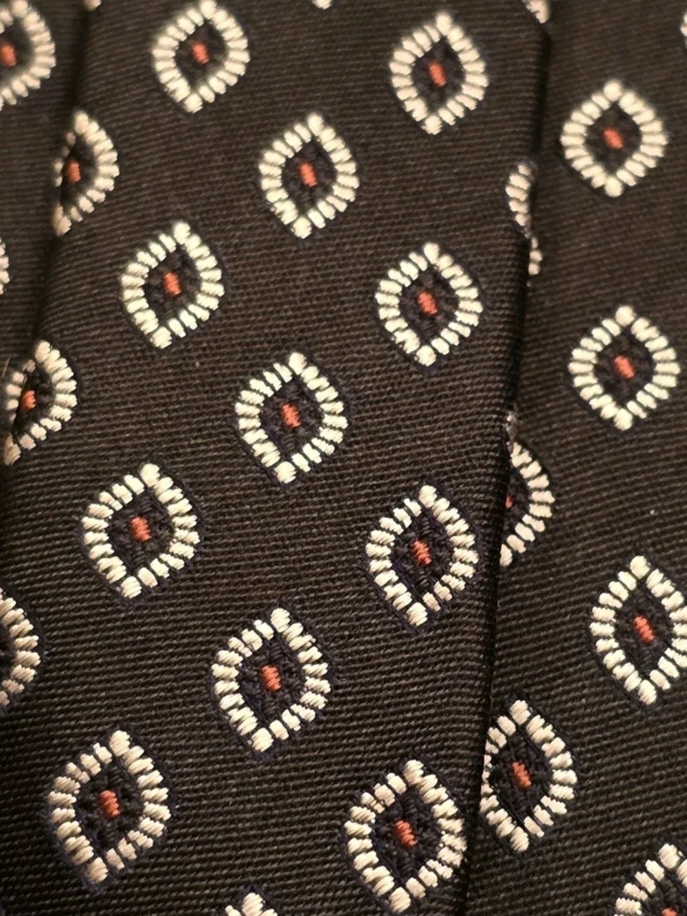 Joseph A. Bank Silk Tie Black Geometric Design Executive Collection Mens Necktie